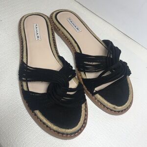 TAHARI SANDALS BLACK SUEDE NWT 8.5